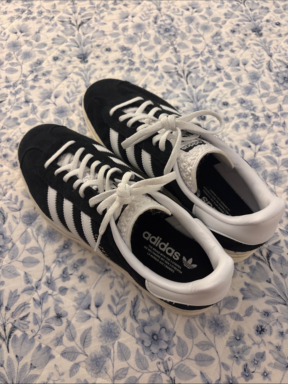 Adidas Black and White Suede Low-Top Sneakers